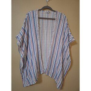 True Craft Kimono Women S/M Multicolor Stripe Cardigan Open Ruffle Boho Southern
